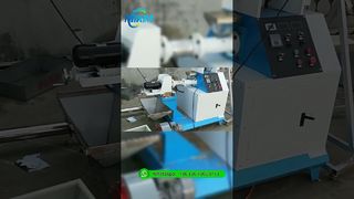 Test della linea di estrusore di pellet di mangime per cani di tipo secco da 40-150 kg / h nel nostro stabilimento