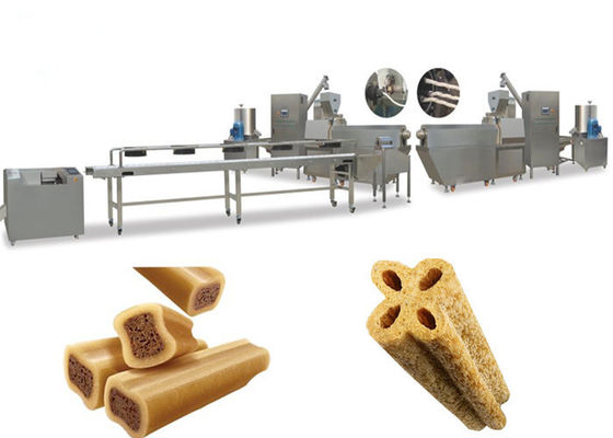 Il colore gemellato ha torto la linea di produzione a macchina degli spuntini del cane della gomma da masticare dell'alimento per animali domestici di forma