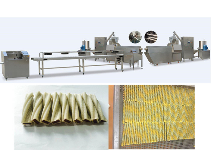 Linea di produzione di alimenti per animali domestici a doppia vite per la cura dentale da 380 V, snack masticabili estrusi per cani