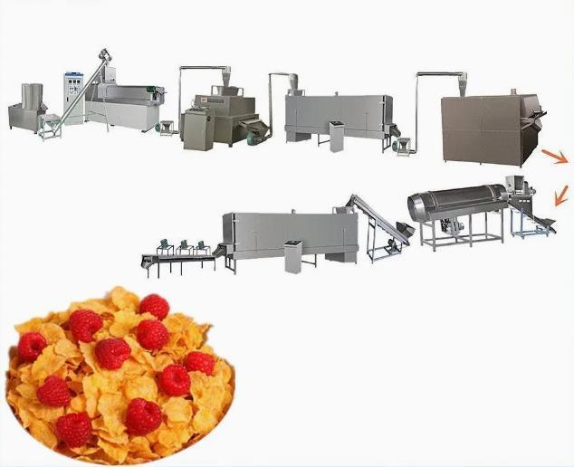 Linea di produzione per la lavorazione di cereali per la colazione Kellogg Roasted da 200-500 kg, macchina estrusore per snack