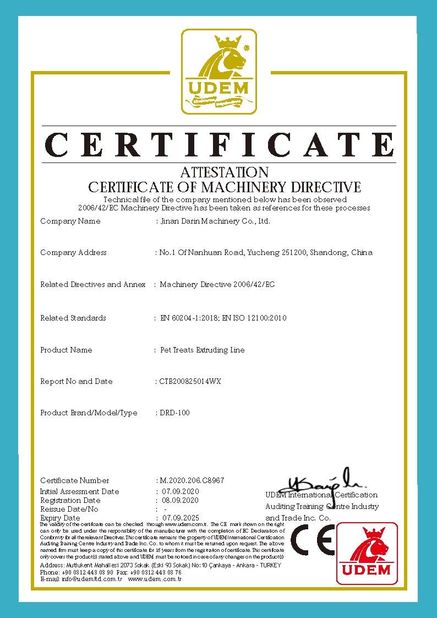 Porcellana Jinan Darin Machinery Co., Ltd. Certificazioni
